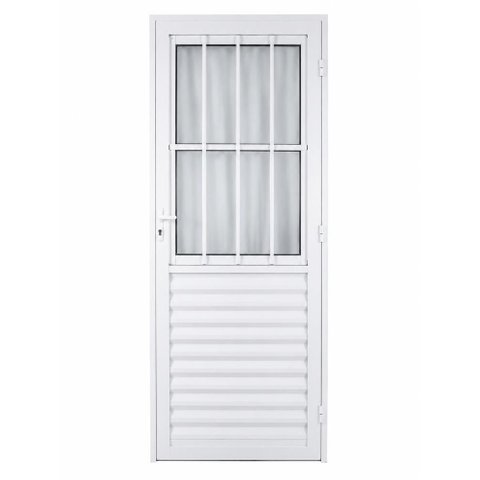 Porta de Giro Alumínio Branco Social c/Grade Veneziana 3V Maxx - 210x90 - Esquerda
