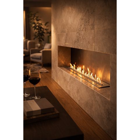 Lareira Ecológica de Embutir Queimador Profissional em Aço Inox 304 80cm Cozix