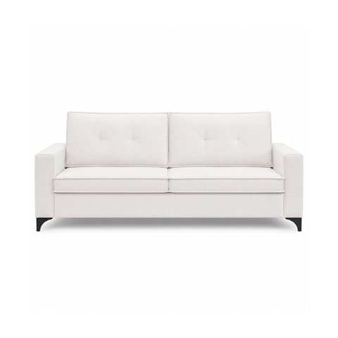 Sofá Sala de Estar Marselha 230cm 3 Lugares Pés em Metal Bouclê Branco M1 - Monari Design