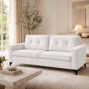 Ver imagem 2 de Sofá Sala de Estar Marselha 230cm 3 Lugares Pés em Metal Bouclê Branco M1 - Monari Design