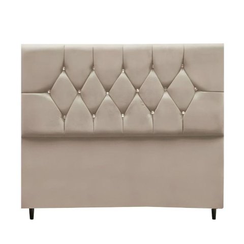 Cabeceira Estofada Cama Box Solteirão 100 Cm Suede Dubai Bege