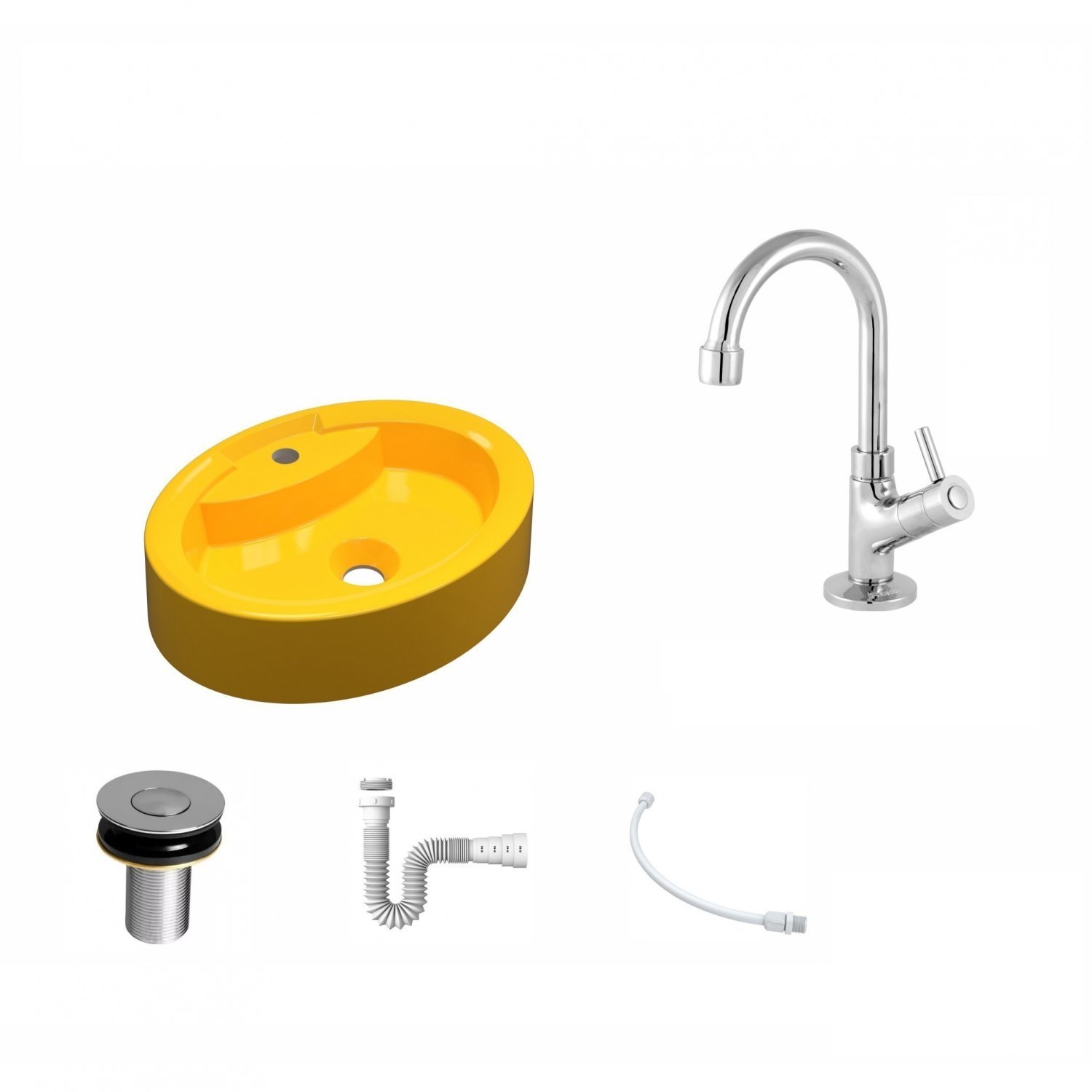 Kit Cuba Ov43 com Torneira 1198 Metal e Válvula Click 1 Polegada B e Sifão Pvc e Flexível Compace - 2