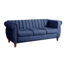 Ver imagem 2 de Sofá Chesterfield Realeza 3 Lugares Decoração Retrô - Suede Azul Marinho