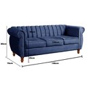 Ver imagem 4 de Sofá Chesterfield Realeza 3 Lugares Decoração Retrô - Suede Azul Marinho
