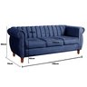 Sofá Chesterfield Realeza 3 Lugares Decoração Retrô - Suede Azul Marinho - 4
