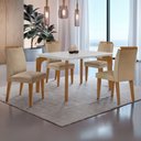 Ver imagem 1 de Sala de Jantar Mesa Liz 120cm em Mdf Canto Reto e 4 Cadeiras Athenas Moderna