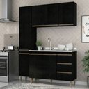 Ver imagem 1 de Armário de Cozinha Compacta Modulada 160cm 3 Peças Milão Menu Móveis Preto