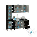 Ver imagem 5 de Armário de Cozinha Compacta Modulada 160cm 3 Peças Milão Menu Móveis Preto
