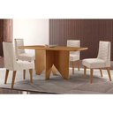 Ver imagem 1 de Conjunto: Mesa de Cozinha Nevada Curvo 120cm + 4 Cadeiras Maldivas Madeira Naturale - Capuccino/