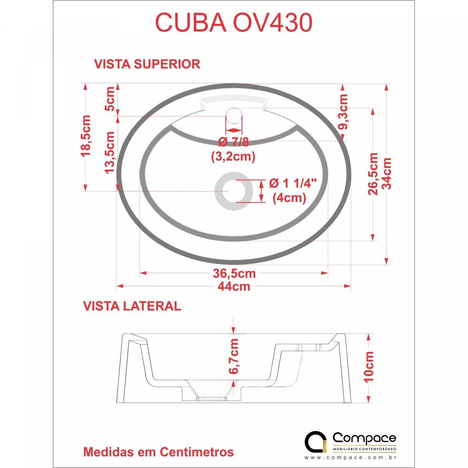 Kit Cuba Ov43 com Torneira 1198 Metal e Válvula Click 1 Polegada B e Sifão Cromado e Flexível Compac - 8