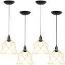 Ver imagem 1 de 4 Pendentes Aramado Cálice Luminária Lustre Teto Retrô Vintage Industrial Balcão Dourado