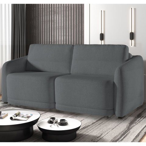 Sofá Cama para Sala de Estar 3 Lugares 236cm Montserrat K01 Bouclê Cinza - Lyam Decor
