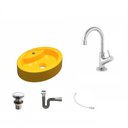 Ver imagem 2 de Kit Cuba Ov43 com Torneira 1198 Metal e Válvula Click 1 Polegada G e Sifão Cromado e Flexível Compac
