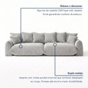 Ver imagem 6 de Sofá Cama Modular Orgânico Retrátil 4 Lugares Base Madeira Maciça 230 cm Marrocos