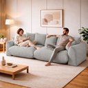 Ver imagem 5 de Sofá Cama Modular Orgânico Retrátil 4 Lugares Base Madeira Maciça 230 cm Marrocos