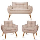 Ver imagem 1 de Kit Sofá Namoradeira Opala + 2 Poltronas Opala Balaqui Decor Cor:bege