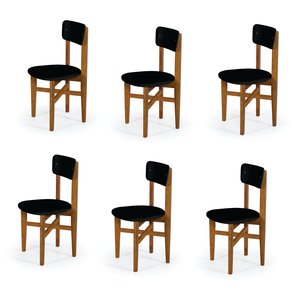 Kit 6 Cadeiras em Madeira Maciça Elisa para Sala de Jantar Preto
