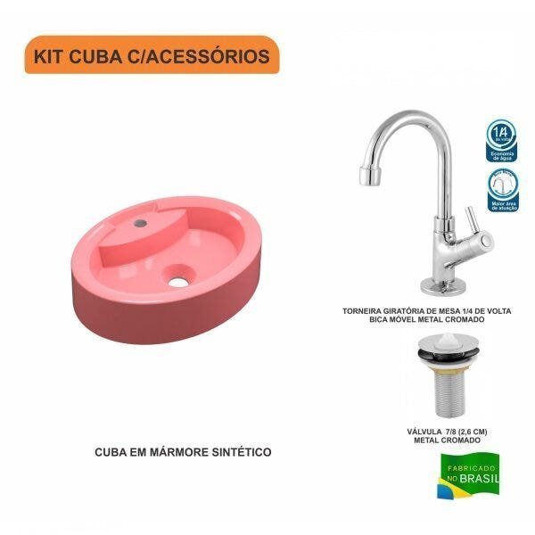 Kit Cuba OV43 com Torneira 1198 Metal e Válvula 1 Polegada Compace - 3