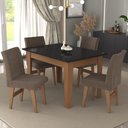 Ver imagem 1 de Conjunto Mesa De Jantar 120 Cm Com 4 Cadeiras Tokio Multimóveis Ex1004 Madeirado/Preto/Castor