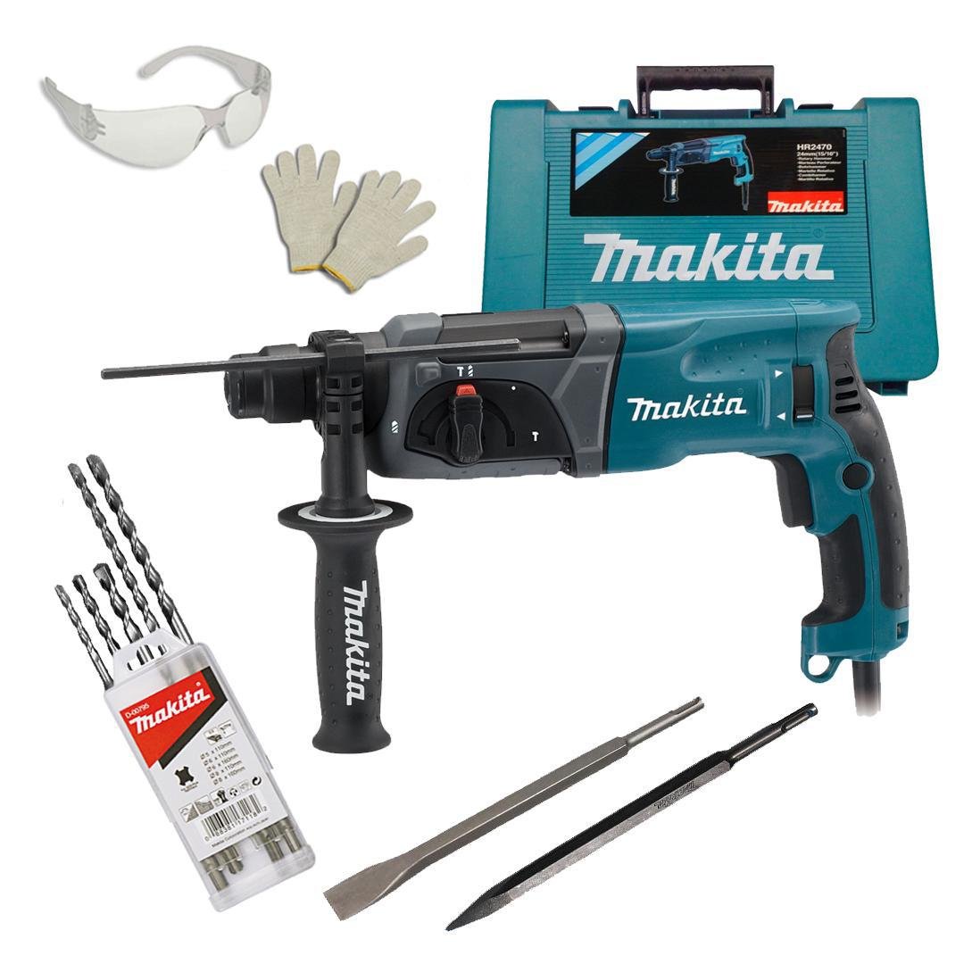 Martelete Combinado Hr2470 Sds 800w Makita + Acessórios 220v