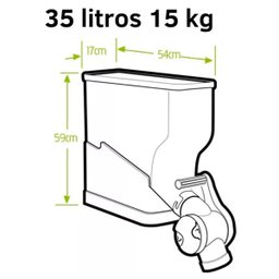2 Módulos Dispenser Avulso 35 Litros ou 15 Kilos Armazenamento Ração Grãos Cereais Preto Agp - 2