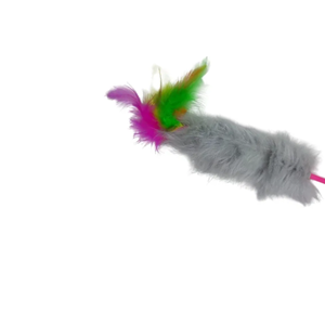 Brinquedo Varinha com Penas para Gato: Cinza claro