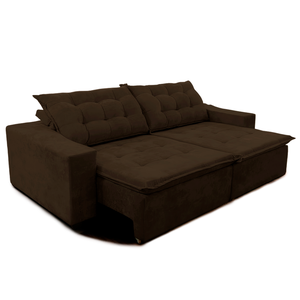 Sofá Amazonas 3 metros Retrátil com Molas Suede Veludo Light Café - Sofá na Web
