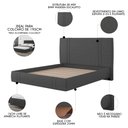 Ver imagem 3 de Cama King Flutuante com Cabeceira 195cm Lyra S05 Linho Preto - Mpozenato