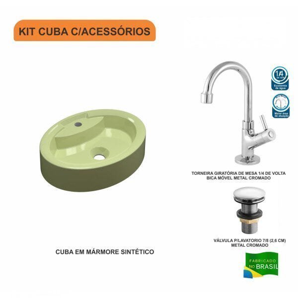 Kit Cuba OV43 com Torneira 1198 Metal e Válvula Click 1 Polegada G Compace - 3