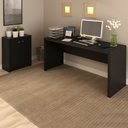 Ver imagem 1 de Conjunto Home Office 2 Peças com 1 Mesa e 1 Armário para Escritório Preto - Pnr Móveis