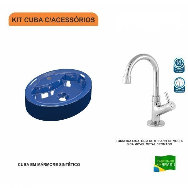 Kit Cuba OV43 com Torneira 1198 Metal 1/4 Volta Compace - 3
