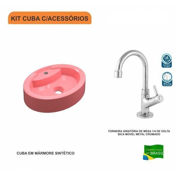 Kit Cuba OV43 com Torneira 1198 Metal 1/4 Volta Compace - 3