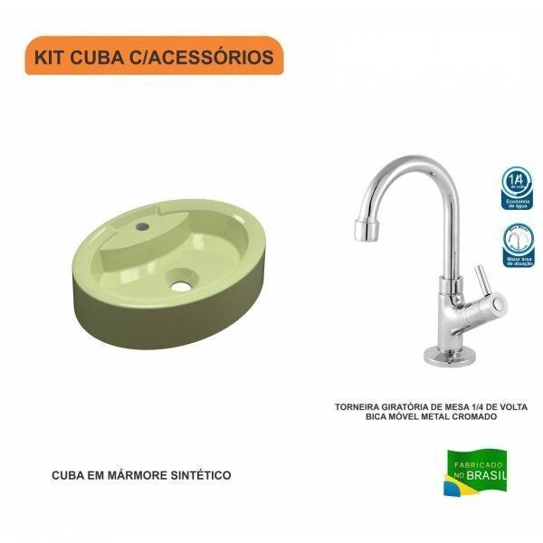 Kit Cuba OV43 com Torneira 1198 Metal 1/4 Volta Compace - 3