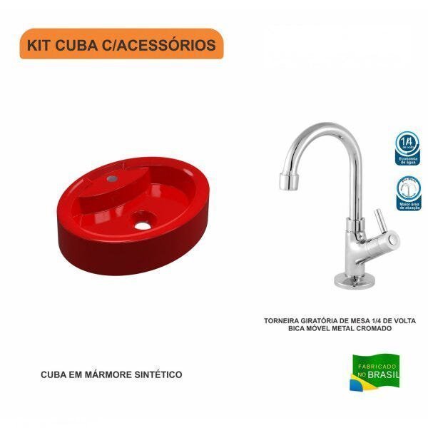 Kit Cuba OV43 com Torneira 1198 Metal 1/4 Volta Compace - 3