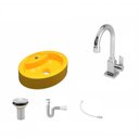 Ver imagem 2 de Kit Cuba Ov43 com Torneira Luxo 1195 Metal e Válvula 1 Polegada e Sifão Pvc e Flexível Compace