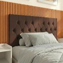 Ver imagem 2 de Cabeceira Elisa Solteiro Estofada Suede Capitonê Design Elegante Conforto para Quarto - Marrom