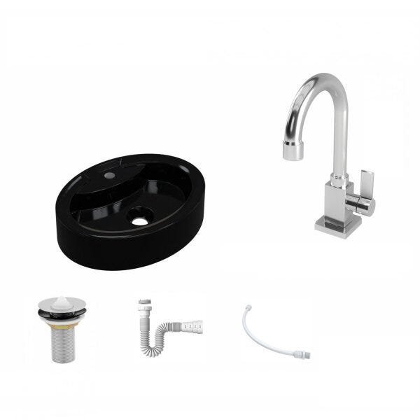 Kit Cuba OV43 com Torneira Luxo 1195 Metal e Válvula 1 Polegada e Sifão Pvc e Flexível Compace - 2
