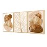 Kit 3 Quadros Decorativos Delicados para Cozinha Moldura Caixa Folhas Tons Bege - 1