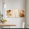 Kit 3 Quadros Decorativos Delicados para Cozinha Moldura Caixa Folhas Tons Bege - 3