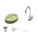 Ver imagem 2 de Kit Cuba Ov43 com Torneira Luxo 1195 Metal e Válvula 1 Polegada e Sifão Pvc e Flexível Compace