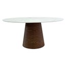 Ver imagem 3 de Mesa Cone Oval 180x100 cm Tampo Laca Branca Base Imbuia Horizontal