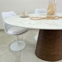 Ver imagem 7 de Mesa Cone Oval 180x100 cm Tampo Laca Branca Base Imbuia Horizontal
