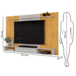 Painel para Tv até 70 Polegadas 1 Prateleira Dj Móveis Leo Cedro Bali - 9