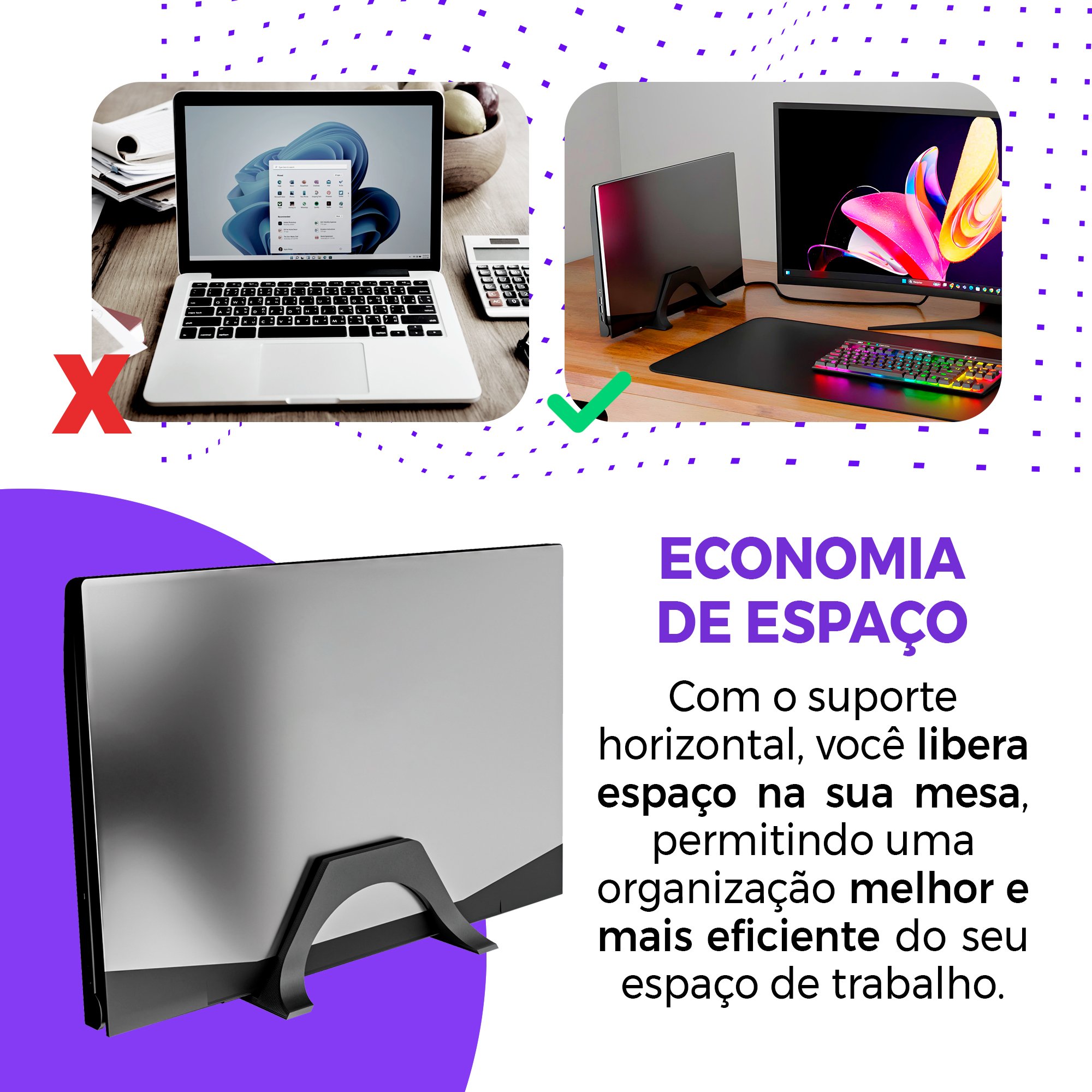 Suporte Vertical para Notebook Fechado - Economize Espaço Escritório/sala/comércio - 8