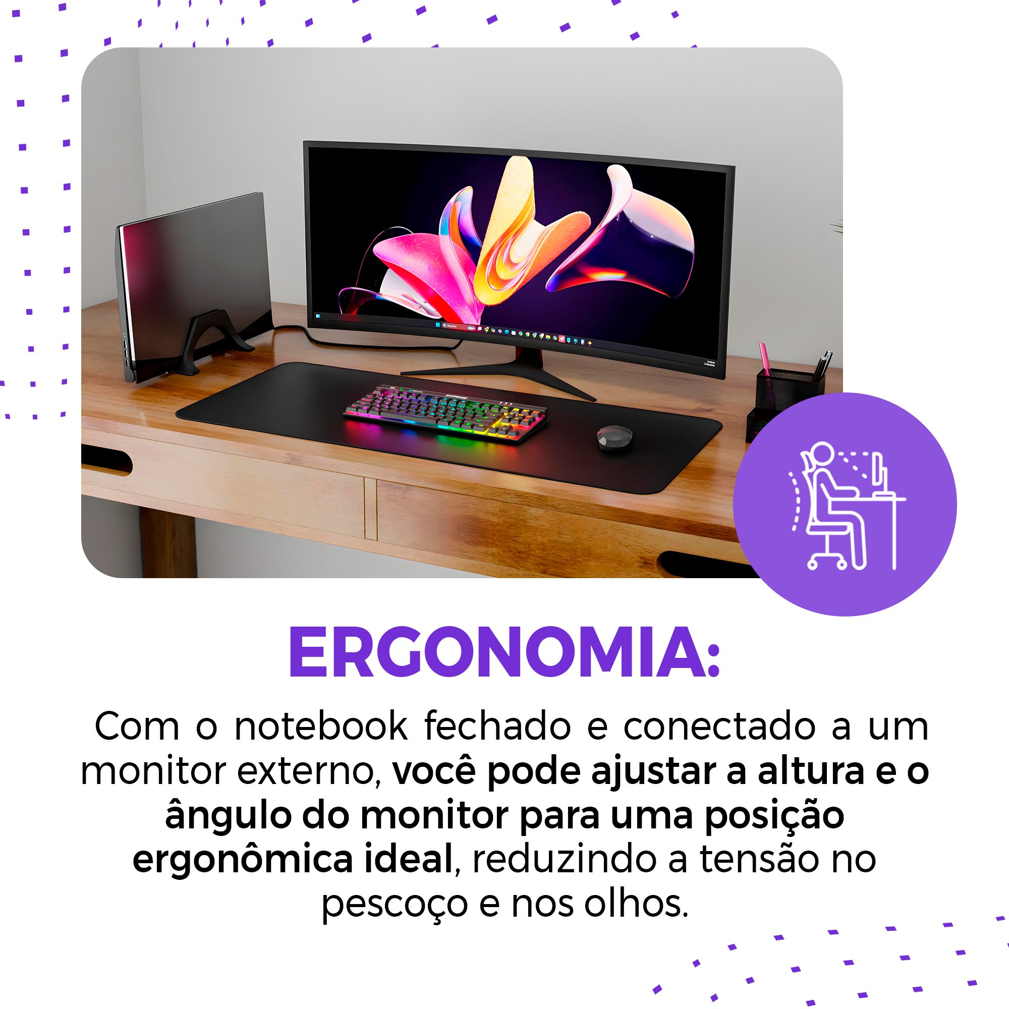 Suporte Vertical para Notebook Fechado - Economize Espaço Escritório/sala/comércio - 4