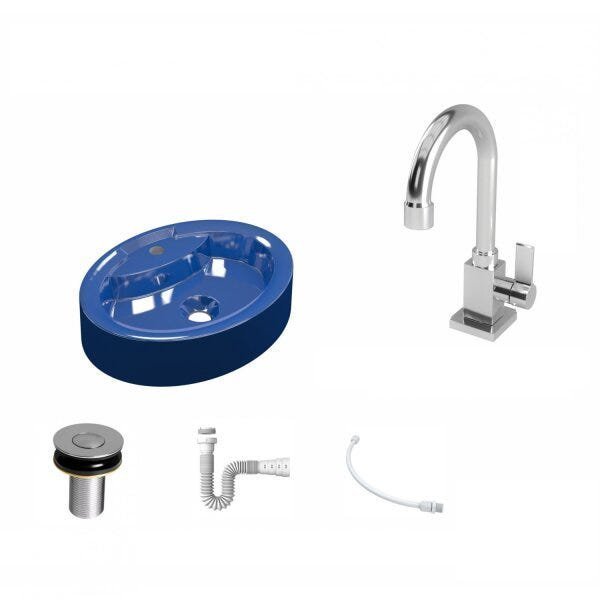 Kit Cuba OV43 com Torneira Luxo 1195 Metal e Válvula Click 1 Polegada B e Sifão Pvc e Flexível Compa - 2