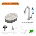 Ver imagem 3 de Kit Cuba Ov43 com Torneira Luxo 1195 Metal e Válvula Click 1 Polegada B e Sifão Pvc e Flexível Compa