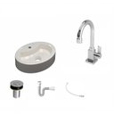 Ver imagem 2 de Kit Cuba Ov43 com Torneira Luxo 1195 Metal e Válvula Click 1 Polegada B e Sifão Pvc e Flexível Compa