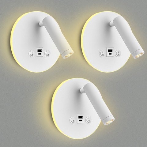 3 Arandela de Parede Leitura Flexível LED USB e USB-C BET81