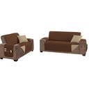 Ver imagem 4 de Capa Protetor de Sofá 2 e 3 Lugares King Manu Dupla Face Assento 1,20m e 1,80m Tabaco e Cáqui